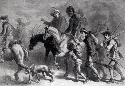 Aufstand der Neuengland-Bauern, graviert von A. Bollett von Felix Octavius Carr Darley